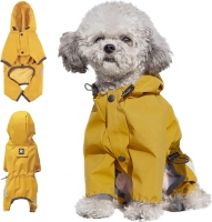 Dog Raincoat for Small Medium Dogs, Waterproof Puppy Dog Raincoats with Hood, Dog rain Jacket with Reflective Strap and Leash