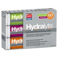 Hydralyte Electrolyte Effervescent Multi-Flavour 60 Tablets Exclusive Size