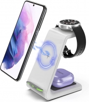 Wireless Charger, XIAOFEIPENG 3 in 1 Charging Station, Charging Dock for Galaxy Buds, Watch Stand for Galaxy Watch, Qi Fast