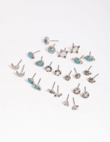 Antique Silver Moon Stud Earring Pack