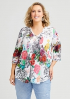 Cotton Floral Top in Print in sizes 12 to 24