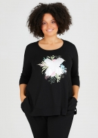 Natural Wild Flower Top in Black in sizes 12 to 24