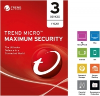 Trend Micro Maximum Security | 2022 | 3 PC's | 1 Year Subscription | For All devices | Keycard- No Disc | Android,Windows,Mac |