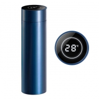 500ML Stainless Steel Smart LCD Thermometer Display Bottle Vacuum Flask Thermos Blue