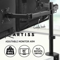 Artiss Monitor Stand Dual Arm Desk Mount 32' HD LED TV Screen Holder Bracket