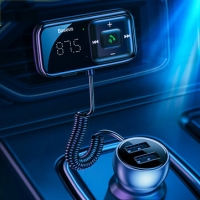 Baseus Car bluetooth 5.0 FM Transmitter 2-Port USB Charger QC3.0 Quick Charge Di Sale