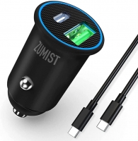 ZUMIST USB C Fast Car Charger, 60W Type C Car Adapter PD 45W 30W 25W 20W QC4.0 PPS Quick Car Phone Charger Dual Port Compatible