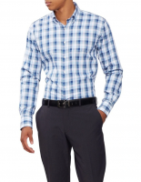 Van Heusen Tailored Long Sleeve 3 Colour Jumbo Twill Check Business Shirt Vintage Blue