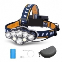 OUTERDO 3300LM 8Modes 8LED Rechargeable Headlamp Flashlight with USB Cable 2 Batteries, Waterproof LED Head Torch Head Light