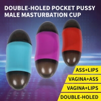 Masturbation Cup DOUBLE-HOLED Pocket Pussy Male Masturbator Vagina Anal Sex Toy