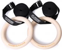 POWER GUIDANCE Gymnastic Rings 28mm/32mm Wood&ABS - Olympic Gym Rings with Adjustable Straps, Heavy Duty Gym Equipment for Home
