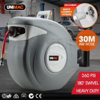 UNIMAC 30m Retractable Air Hose Reel Compressor Wall Mounted Auto Rewind