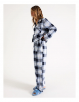 Soho Full Flannel Check Pyjama Set In Blue