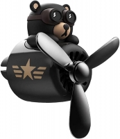 VIYNRAN Car Air Fresheners Cartoon Black Bear Pilot Automotive Air Outlet Fan Creative Car Perfume Decoration