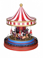 Carnival Themed Red & White Topped Merry-go-round - 26cm