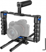 Neewer Aluminum Alloy Film Moving Making Camera Video Cage Rig with Top Handle, Dual Grips, 15mm Rod Compatible with Sony Alpha