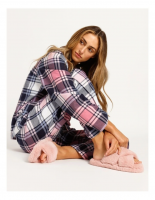 Soho Full Flannel Pj Set Pink And Navy Check
