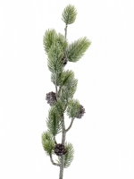 Frosted Pinecones & Pine Brushes Decorative Christmas Pine Stem - 70cm