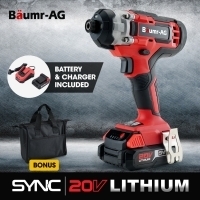 BAUMR-AG 20V SYNC Cordless Lithium Impact Driver Kit, with Battery, Charger, Carry Bag