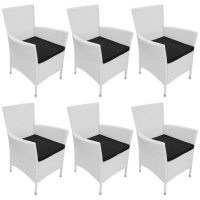 Garden Chairs 6 Pcs With Cushions Poly Rattan Cream White