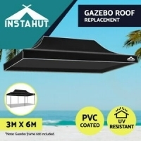 Instahut Gazebo 3x6 Pop Up Marquee Replacement Roof Outdoor Wedding Tent Black