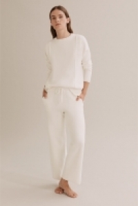 Antique White Panelled Detail Knit - Knitwear