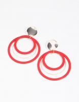 Red Loop Drop Earrings