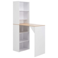 Bar Table With Cabinet White 115x59x200 Cm