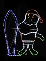 Aussie Santa With Surfboard LED Rope Light Silhouette - 1m