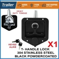 x1 Black T Handle Lock. Stainless Steel, Flush Mount, Tool Box, Canopy Trailer