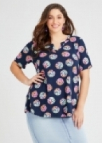Cotton Colour Burst Spot Top in Print in sizes 12 to 24