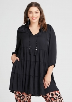 Luxe Tier Maya Tunic in Black in sizes 12 to 24