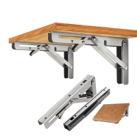 2Pcs 12″ Folding Table Bracket Stainless Steel Triangle 150KG Wall Shelf Bench