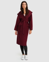 Runaway Wool Blend Robe Coat - Purple