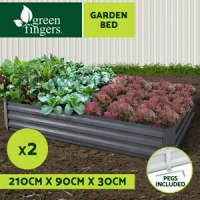 Greenfingers Garden Bed 2x Galvanised Steel Raised Planter 210 x 90cm
