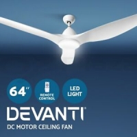 Devanti 64'' DC Motor Ceiling Fan With Light LED Remote Control Fans 3 Blades - 9350062288696
