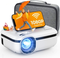 WiFi Projector, 8000L HD Outdoor Mini Projector with Carrying Bag, 1080P & 200\