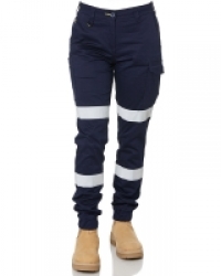 Bisley Women's Taped Cotton Cargo Cuffed Pants - Navy