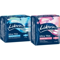 Libra Ultra Thin Pads with Wings Regular 14 Pack or Super 12 Pack