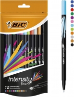 BIC Intensity Fineliner Felt Tip Pen Fine Point (0.8 mm) - Assorted Colours, Pack of 12 Fineliner Pens
