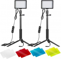 Neewer 2-Pack Dimmable 5600K USB LED Video Light with Adjustable Tripod Stand and Color Filters for Tabletop/Low-Angle Shooting,
