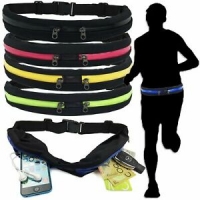 Double Pouch Waist Running Pocket Zip Belt Lycra Bum Bag Hiking Cycling Jogging