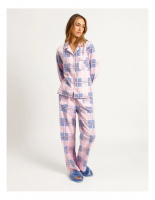Soho Full Flannel PJ Set Blue And Pink Check