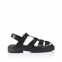 Remy Caged Chunky Sandals - Black Smooth