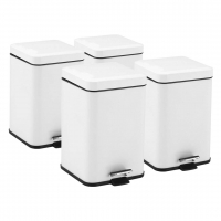 4X 6L Foot Pedal Stainless Steel Rubbish Recycling Garbage Waste Trash Bin Square White