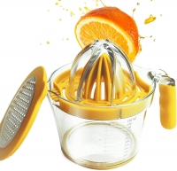 Citrus Manual Juicer, Lemon Orange Juicer Manual Hand Squeezer with Built-in Measuring Cup and Grater (Orange) - Manual Juicers: