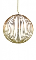Bronze & Gold Open Glitter Ball Hanging Ornament - 80mm