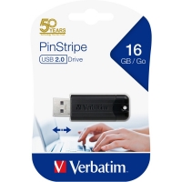 Verbatim Pinstripe USB 2.0 Drive 16GB - Black
