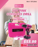 Limited time offer 10% off 12V Pink Lithium Cordless Drill for basic DIY and household repairs Only $53.99