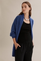 Cobalt Longline Fluffy Cardigan - Knitwear